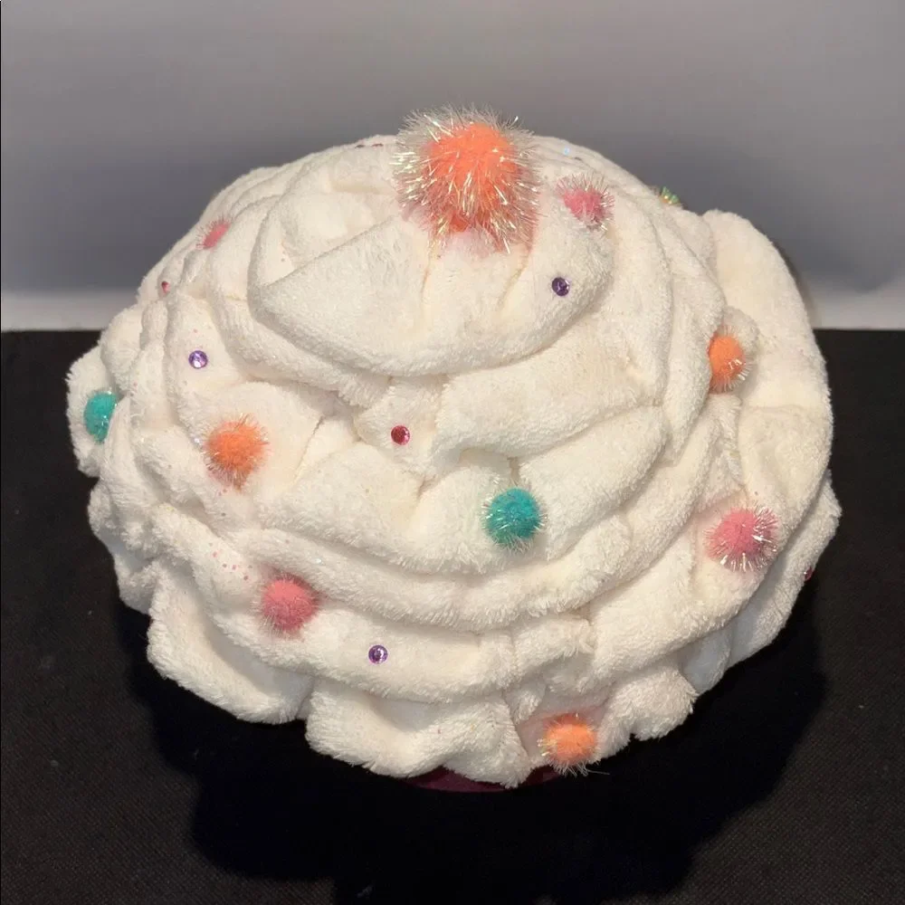 Plush Cupcake Decorative Box in Pink with Cream Frosting